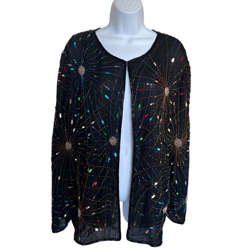 LAURENCE KAZAR Vintage Fireworks Colorful Jacket Size 1X